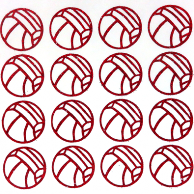 Volleyball Glitter Sticker Sheet - Red - 16 per sheet