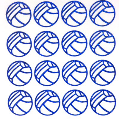 Volleyball Glitter Sticker Sheet - Royal - 16 per sheet