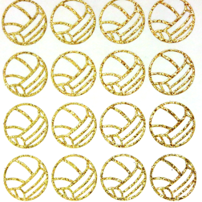 Volleyball Glitter Sticker Sheet - Soft Gold - 16 per sheet