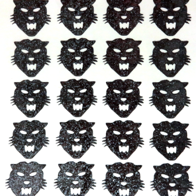 Wildcat Glitter Sticker Sheet - Black - 20 per sheet