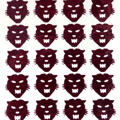 Wildcat Glitter Sticker Sheet - Burgundy - 20 per sheet