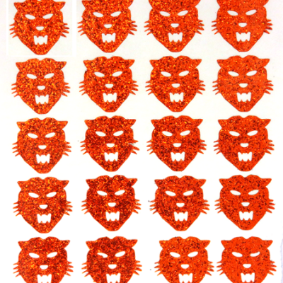 Wildcat Glitter Sticker Sheet - Orange - 20 per sheet
