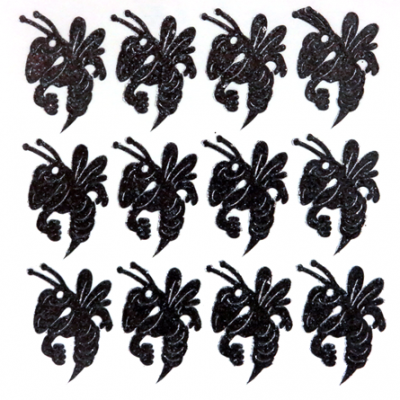 Yellowjacket Glitter Sticker Sheet - Black - 12 per sheet