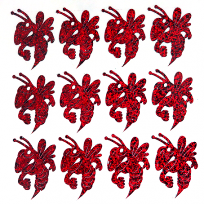 Yellowjacket Glitter Sticker Sheet - Red - 12 per sheet