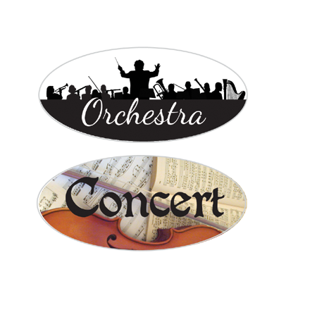 Oval Stickers - Orchestra - 16 per sheet - 8 each of 2 styles