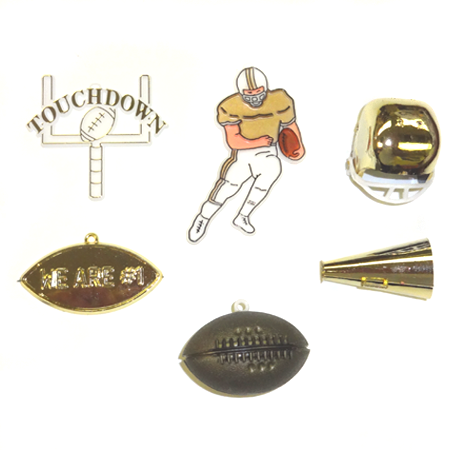 Football Trinket Asst #1 - Metallic Gold - 6 pc. pkg.