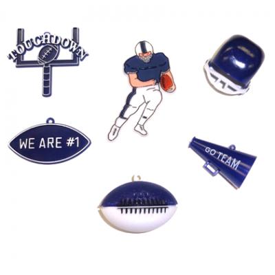 Football Trinket Asst #1 - Navy - 6 pc. pkg.