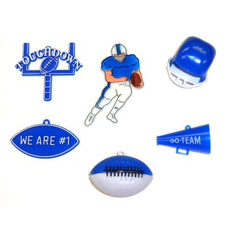 Football Trinket Asst #1 - Royal - 6 pc. pkg.