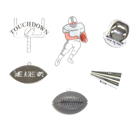 Football Trinket Asst #1 - Metallic Silver - 6 pc. pkg.