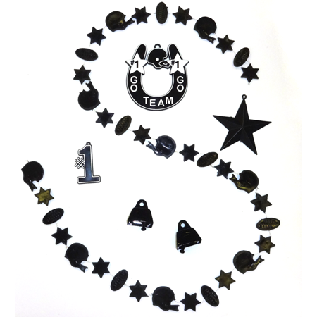Football Trinket Asst #3 - Black - 6 pc. pkg.