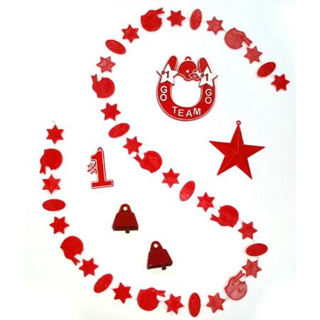 Football Trinket Asst #3 - Red - 6 pc. pkg.