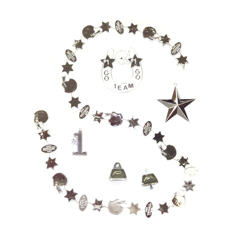 Football Trinket Asst #3 - Metallic Silver - 6 pc. pkg.