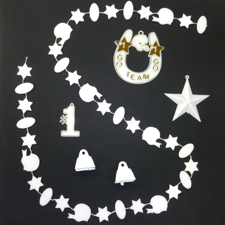 Football Trinket Asst #3 - White - 6 pc. pkg.