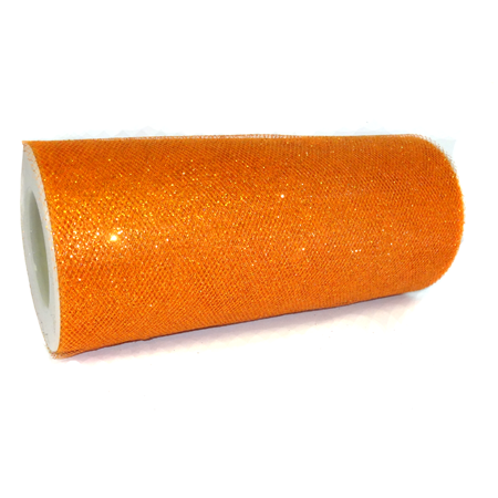 6" Sparkle Tulle - Orange - 25 yd. roll
