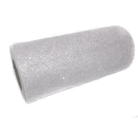 6" Sparkle Tulle - Silver - 25 yd. roll